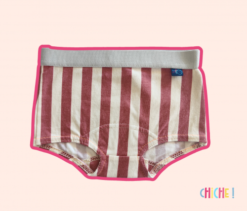 Boxers for girls from the Chiche brand! with terra cotta stripe. high waist low cutout.